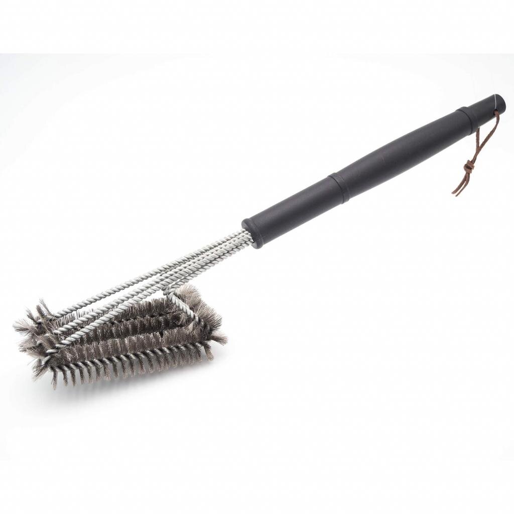 B.M.S-Burger GmbH Freizeit und Outdoor ALL'GRILL BBQ Grillbürste mit 3er-Edelstahlbürstenkopf, 44 cm Gesamtlänge, flexibel federnd, ideal für Grillroste und Gussgrillplatten