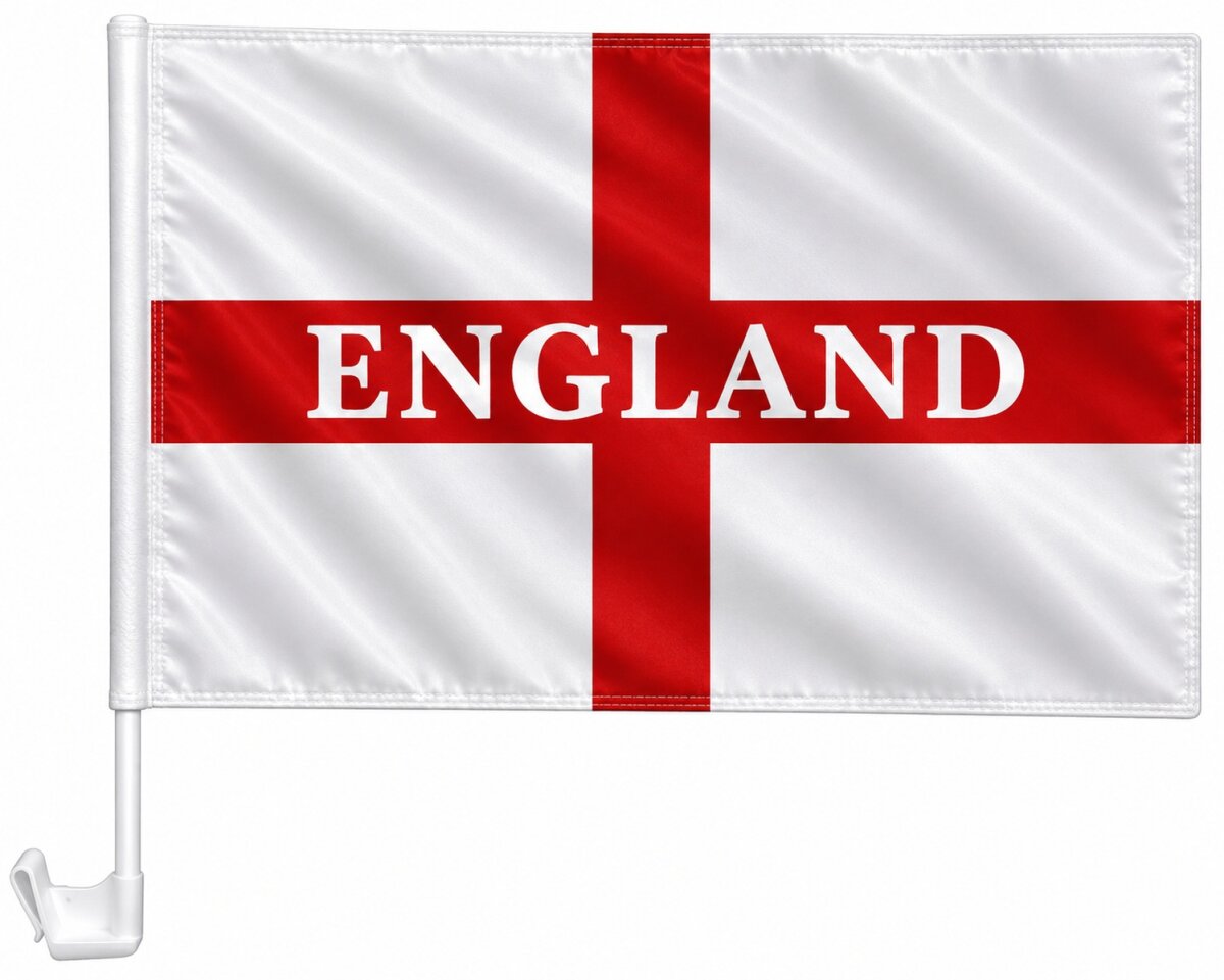 Versandhandel Strauch GmbH Flaggen und Fahnen Autoflagge England mit Schriftzug 30 x 40 cm – St.George Auto Flagge mit Fensterhalterung, Autofahne, Fanfahne, England Fahne für Fußball, EM, WM & Autokorso