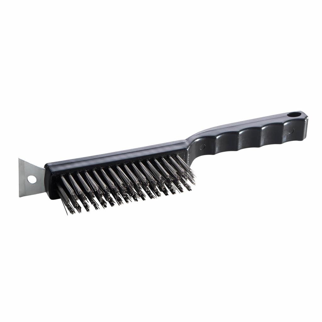 B.M.S-Burger GmbH Freizeit und Outdoor ALL'GRILL BBQ Grillbürste mit Edelstahlbürstenkopf - Effektive Reinigung für Gussgrillplatten - 29 cm Gesamtlänge