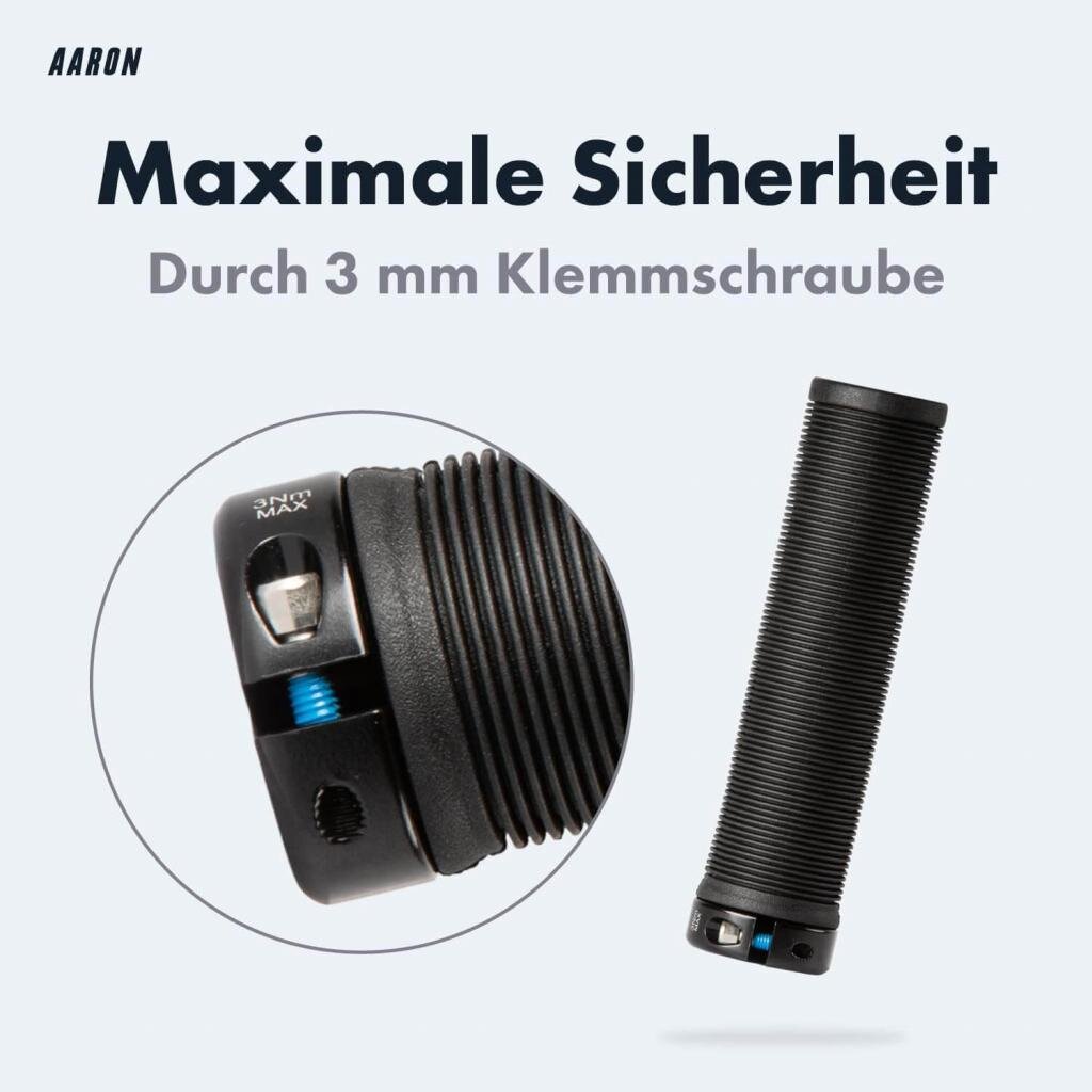 MM Commerce GmbH Freizeit und Outdoor AARON MTB & BMX Fahrradgriffe, sportliche Lenkergriffe aus rutschfestem Gummi in Schwarz