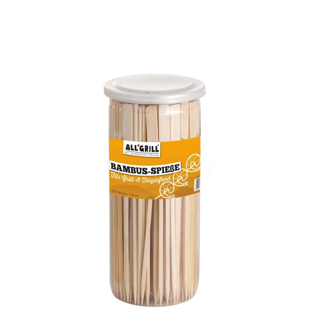 B.M.S-Burger GmbH Freizeit und Outdoor 150 Stück Bambusspieße, Länge 19 cm - Perfekt für Grillen und Fingerfood
