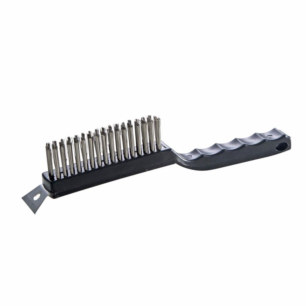 B.M.S-Burger GmbH Freizeit und Outdoor ALL'GRILL BBQ Grillbürste mit Edelstahlbürstenkopf - Effektive Reinigung für Gussgrillplatten - 29 cm Gesamtlänge