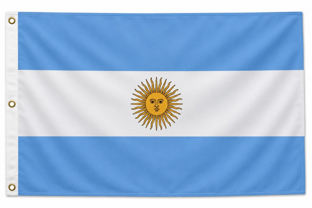 Versandhandel Strauch GmbH Flaggen und Fahnen Flagge Argentinien 90 x 150 cm Fahne mit 2 Ösen 100g/m² Stoffgewicht Hissflagge Hiss