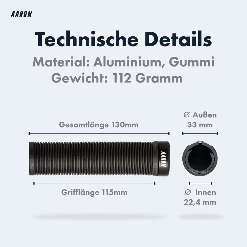 MM Commerce GmbH Freizeit und Outdoor AARON MTB & BMX Fahrradgriffe, sportliche Lenkergriffe aus rutschfestem Gummi in Schwarz