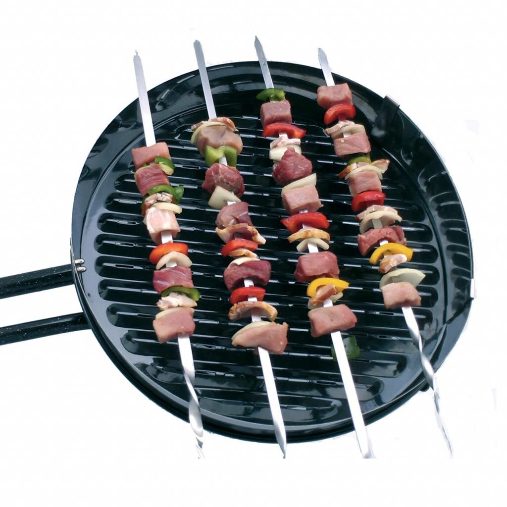 B.M.S-Burger GmbH Freizeit und Outdoor 6-teiliges Edelstahl-Spieß-Set, 50–60 cm, robust & langlebig – ideal für Schaschlik, Grillen und Gussgrillplatten