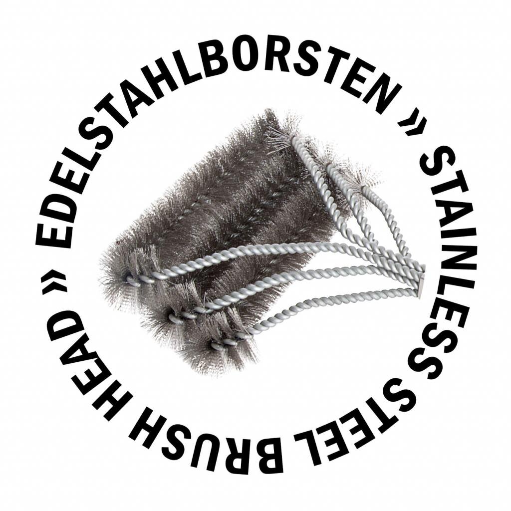 B.M.S-Burger GmbH Freizeit und Outdoor ALL'GRILL BBQ Grillbürste mit 3er-Edelstahlbürstenkopf, 43 cm Gesamtlänge, für effektive Reinigung von Gas-, Holzkohle- und Elektrogrills