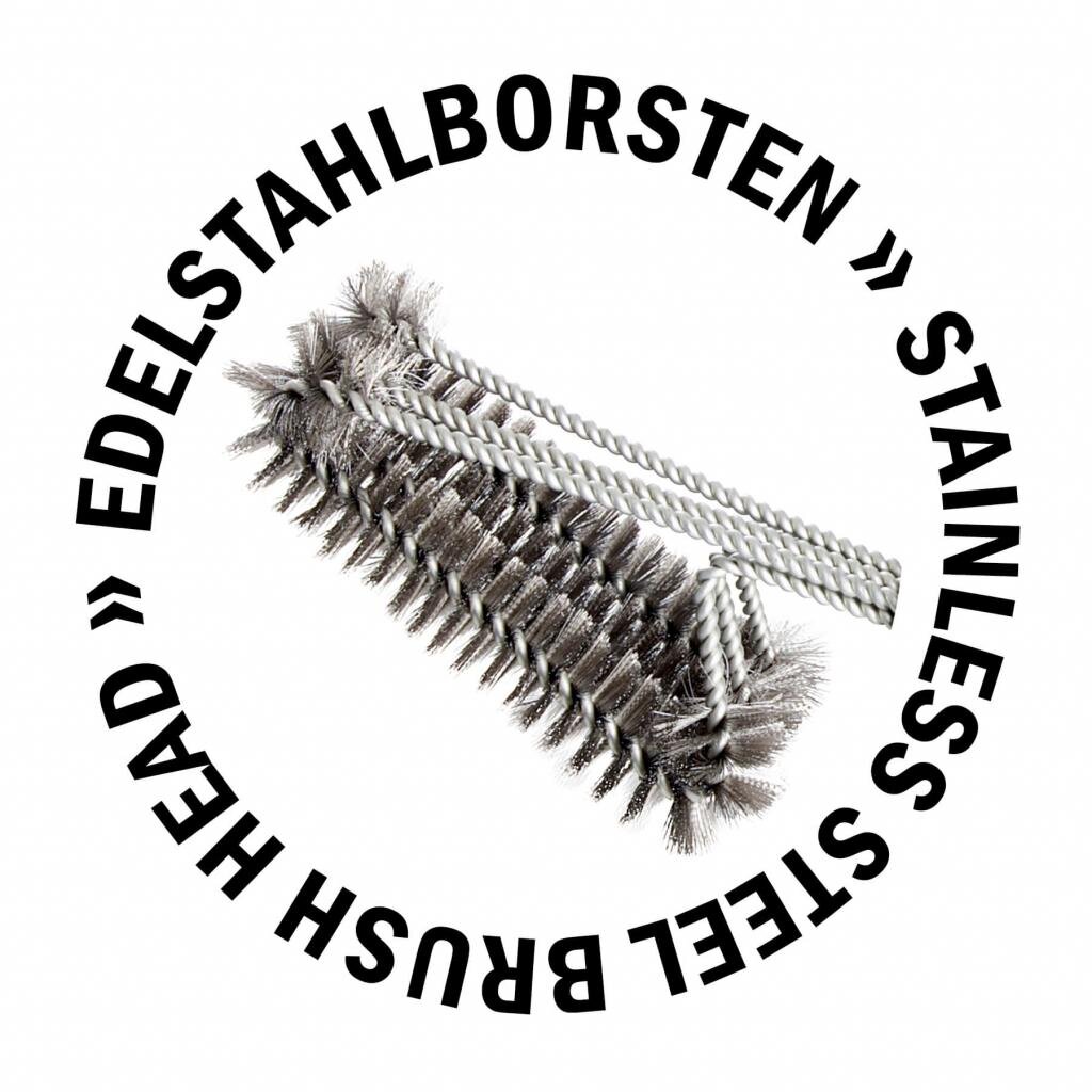 B.M.S-Burger GmbH Freizeit und Outdoor ALL'GRILL BBQ Grillbürste mit 3er-Edelstahlbürstenkopf, 44 cm Gesamtlänge, flexibel federnd, ideal für Grillroste und Gussgrillplatten