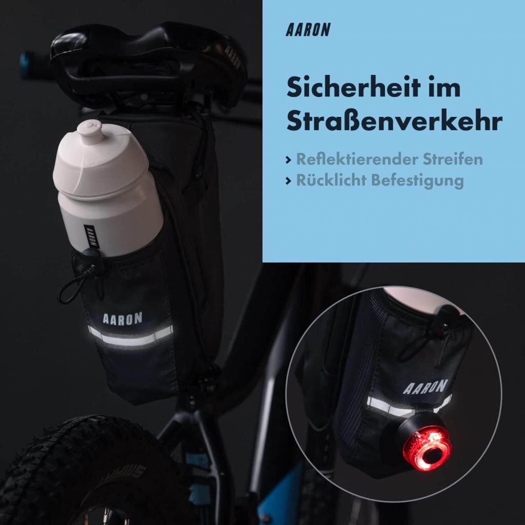 MM Commerce GmbH Freizeit und Outdoor AARON Fahrrad Satteltasche mit Flaschenhalter, Wasserabweisende Fahrradtasche mit Reflektor